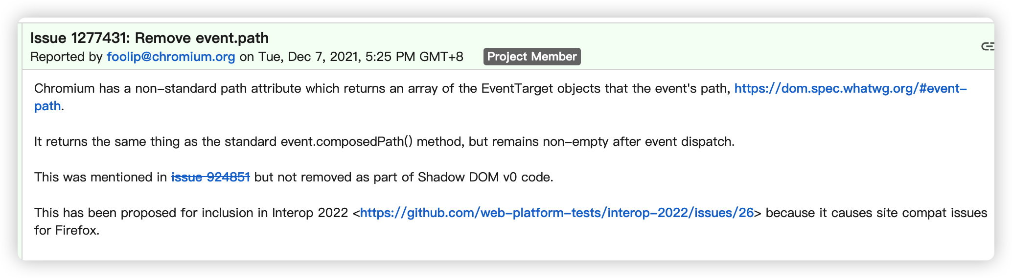 chrome 搞事,下个月全面删除 Event.path 插图4-烟雨网 image.png