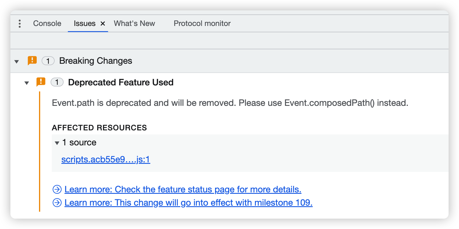 chrome 搞事,下个月全面删除 Event.path 插图7-烟雨网 image.png